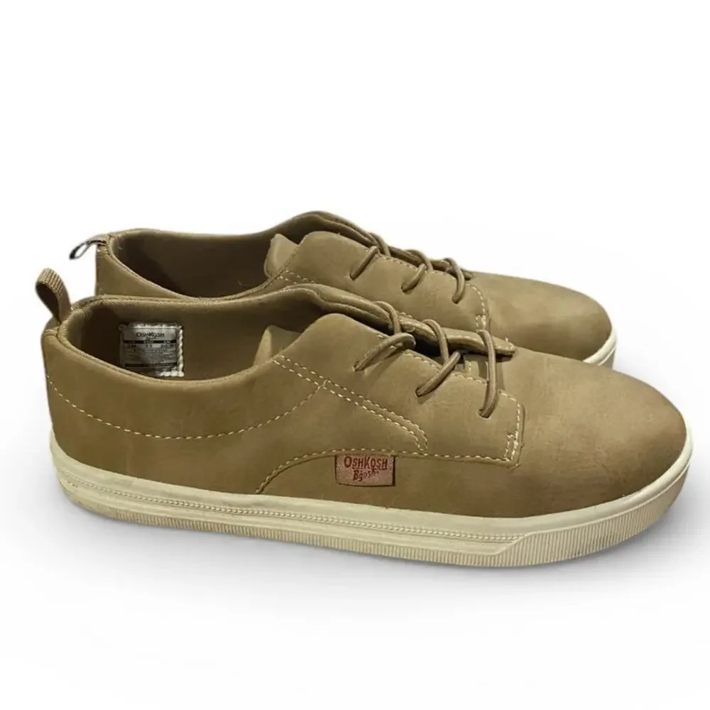 Osh Kosh Bgosh Putney Oxfords Shoes Boys Toddler Size 2 Tan Olive Faux Suede